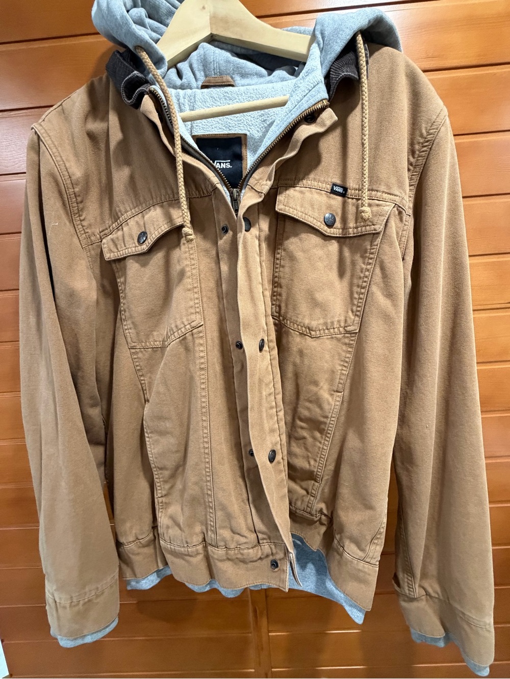 Vans Tan Canvas Hooded Jacket with Grey Lined Hood men’s L